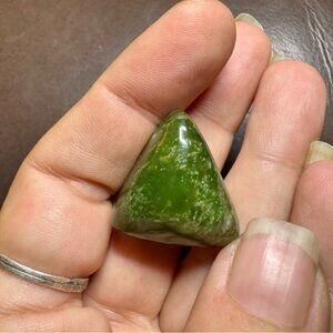 Green Triangular Gemstone Jewelry with Glossy Sheen